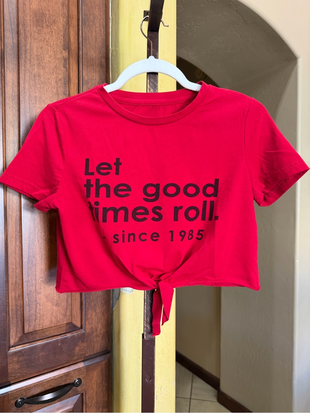 Graphic Crop Tee - Let the Good Times Roll Small